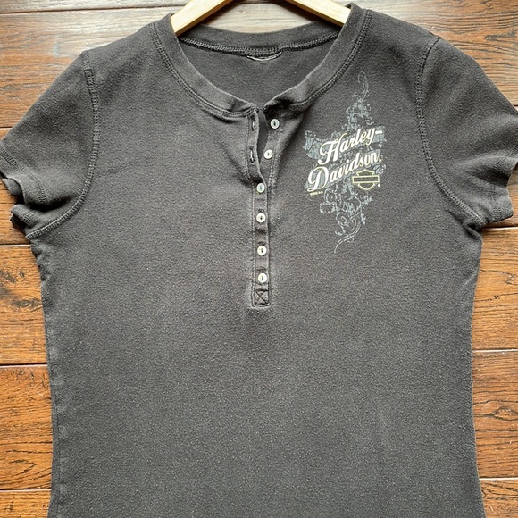 Harley-Davidson sexy button bust t shirt black stretchy Annapolis Maryland MD - Picture 3 of 7